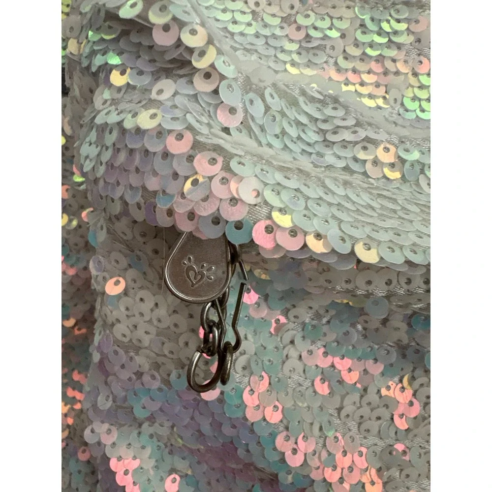 Vintage y2k Justice Girls Iridescent Sequin Unicorn Backpack Initial O